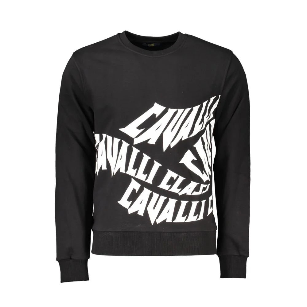 Cavalli Class Black Cotton Men Sweater - Sweatshirts