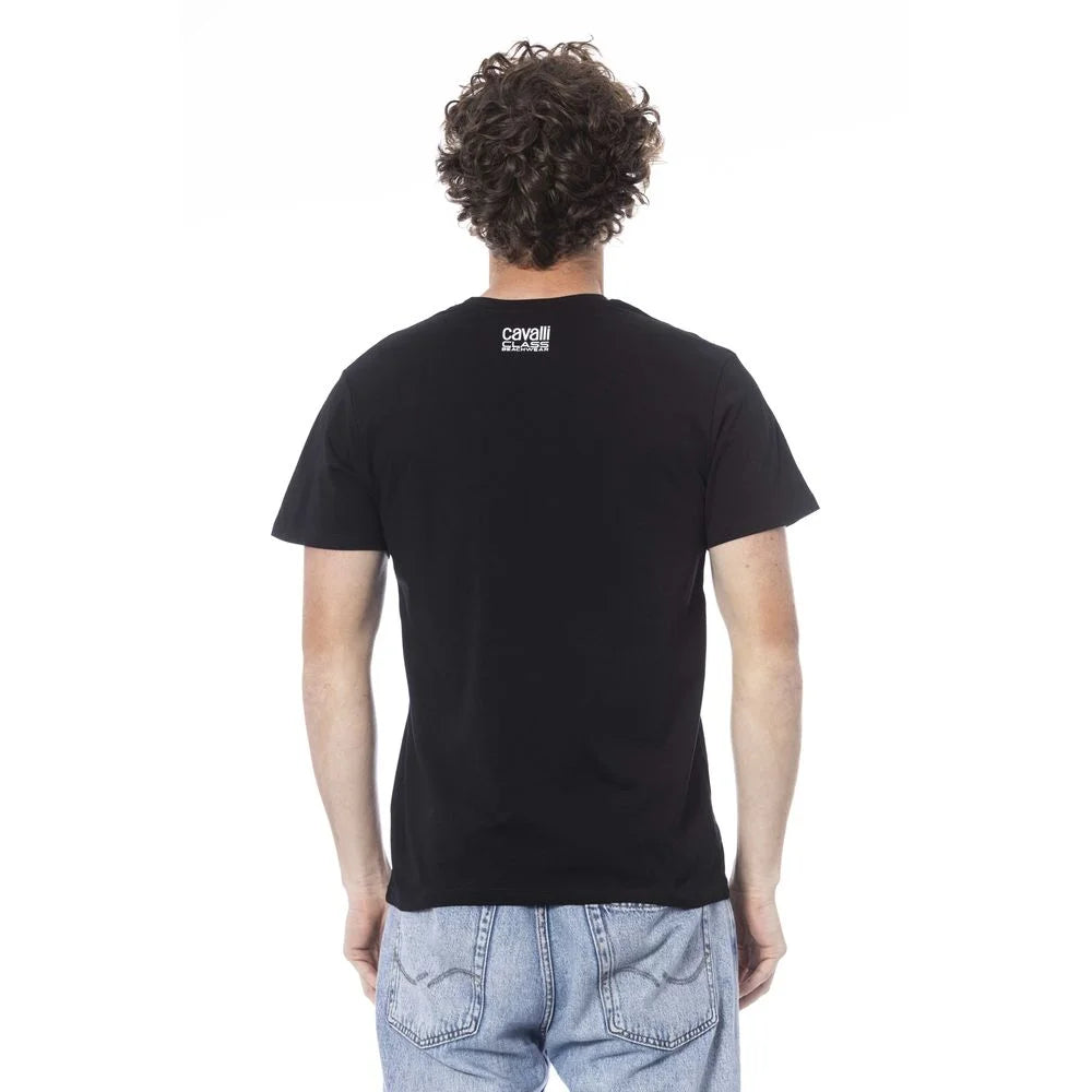 Cavalli Class Black Cotton Men T-Shirt - L - T-Shirts
