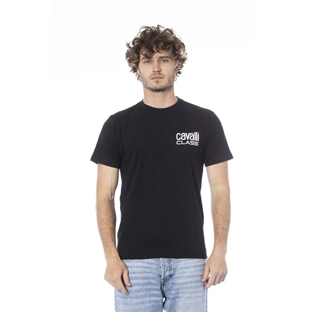 Cavalli Class Black Cotton Men T-Shirt - T-Shirts