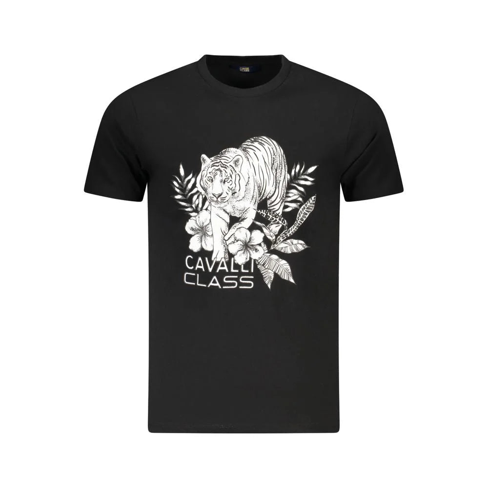 Cavalli Class Black Cotton Men T-Shirt - T-Shirts
