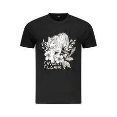 Cavalli Class Black Cotton Men T-Shirt - T-Shirts