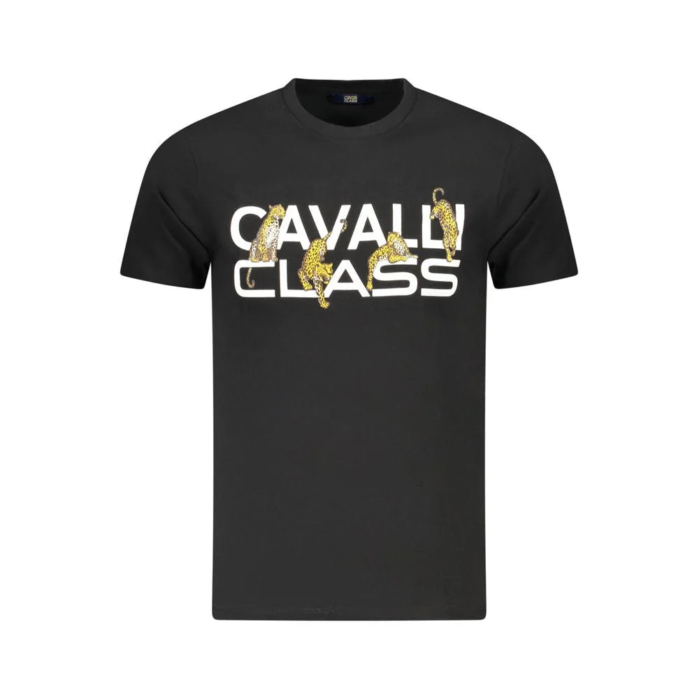 Cavalli Class Black Cotton Men T-Shirt - T-Shirts