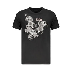 Cavalli Class Black Cotton Men T-Shirt - T-Shirts