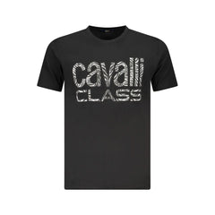 Cavalli Class Black Cotton Men T-Shirt - T-Shirts