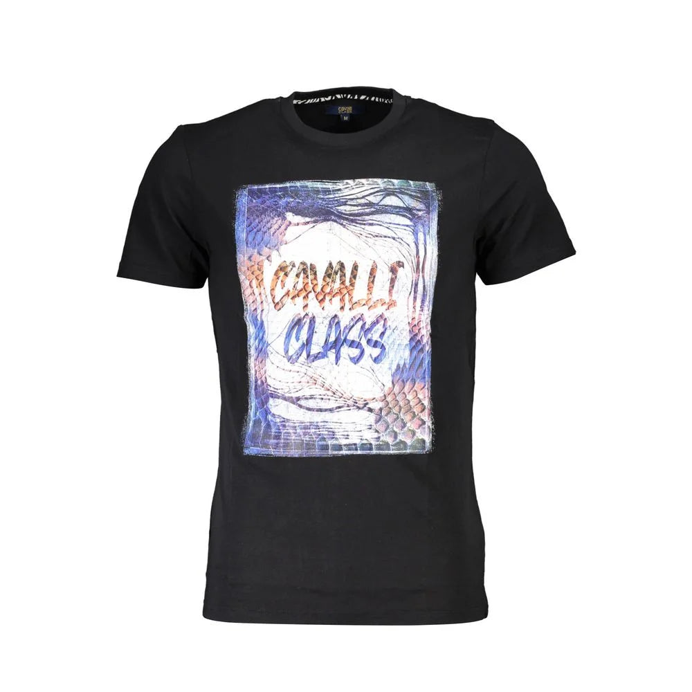 Cavalli Class Black Cotton Men T-Shirt - T-Shirts
