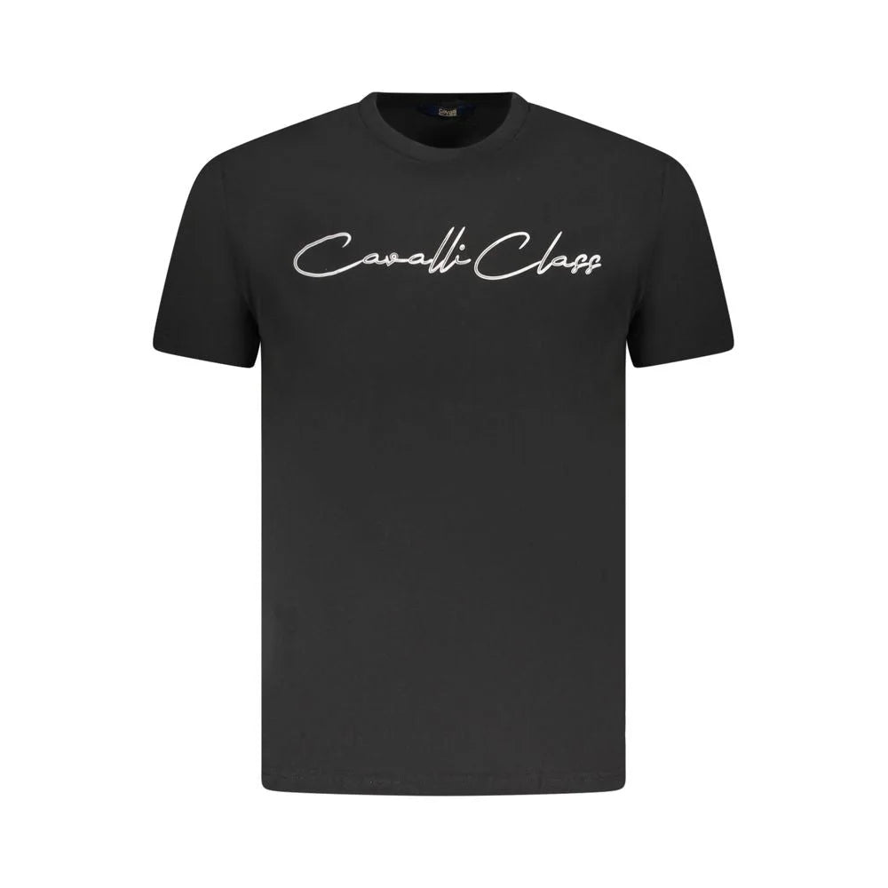 Cavalli Class Black Cotton Men T-Shirt - T-Shirts