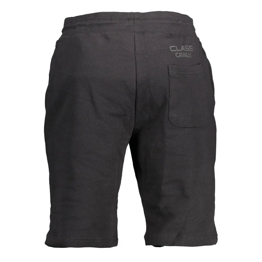 Cavalli Class Black Cotton Pant - Jogger Shorts