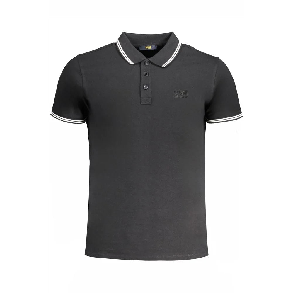 Cavalli Class Black Cotton Polo Shirt - Polos