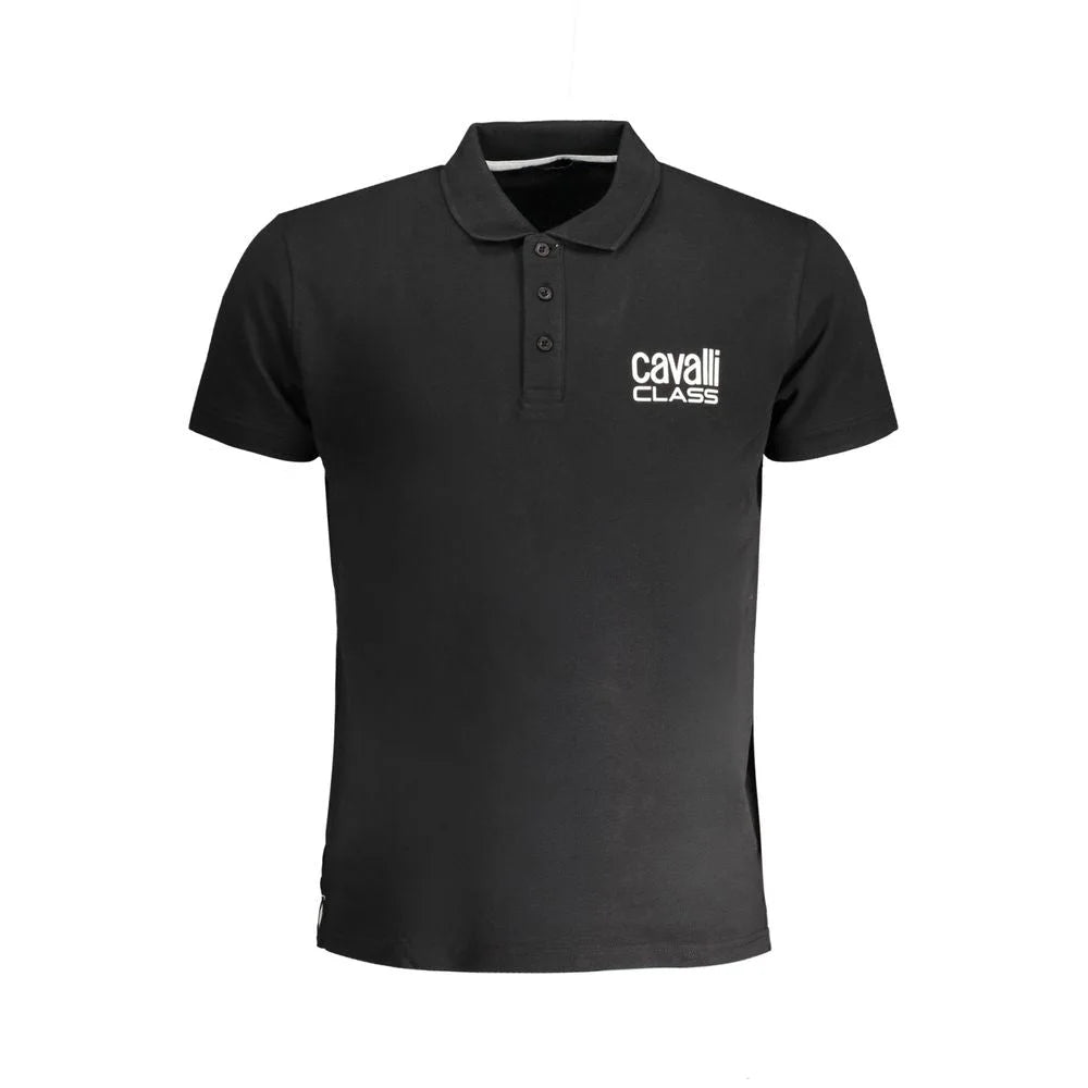Cavalli Class Black Cotton Polo Shirt - Polos