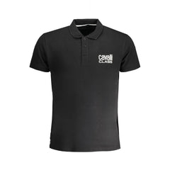 Cavalli Class Black Cotton Polo Shirt - Polos