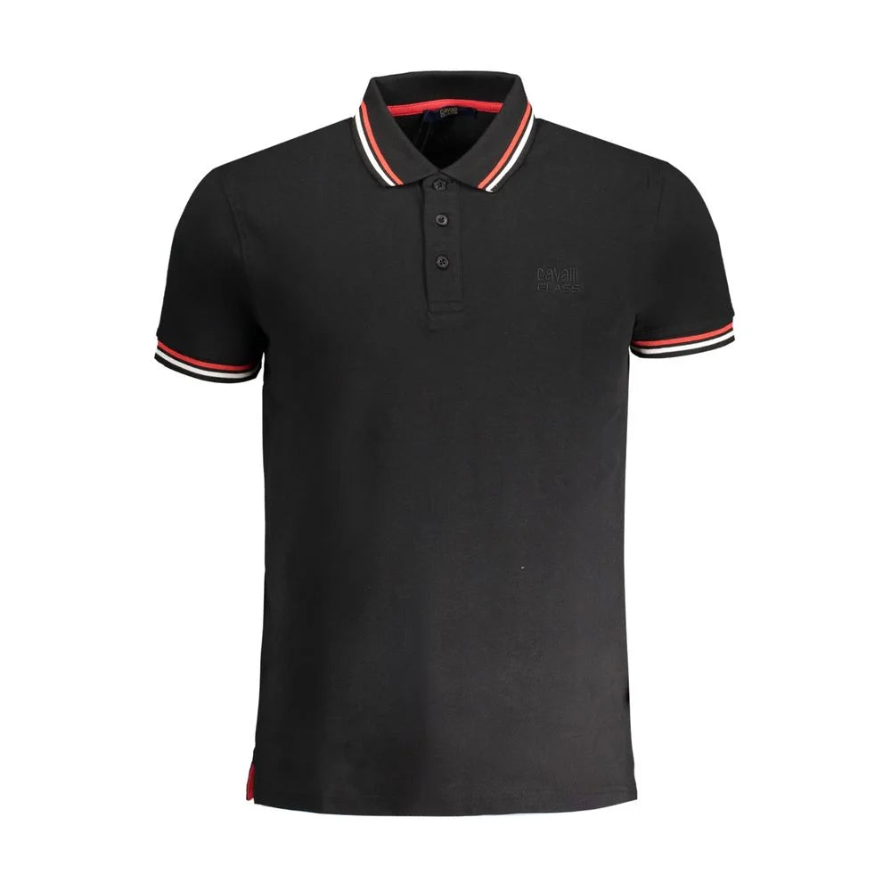 Cavalli Class Black Cotton Polo Shirt - Polos