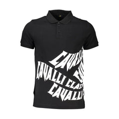 Cavalli Class Black Cotton Polo Shirt - XL