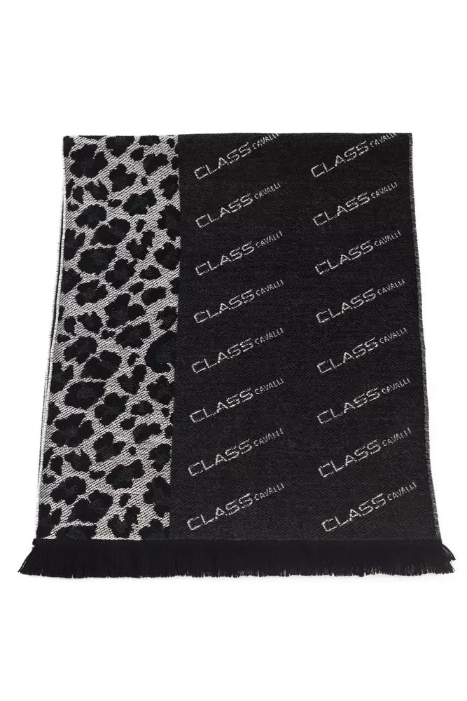 Cavalli Class Black Wool Men Scarf - Scarves & Shawls