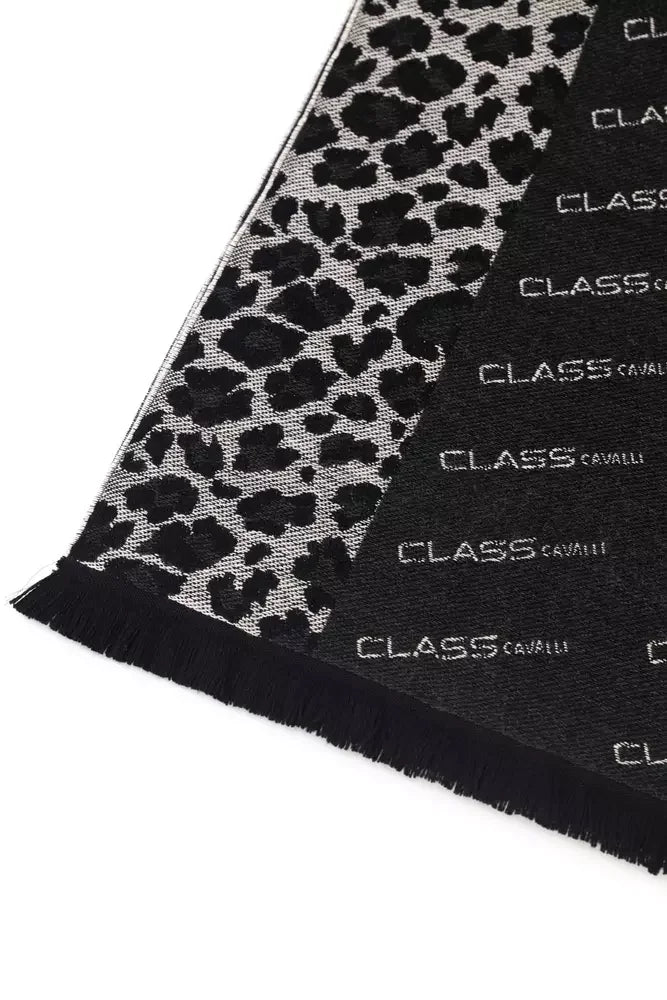 Cavalli Class Black Wool Men Scarf - Scarves & Shawls