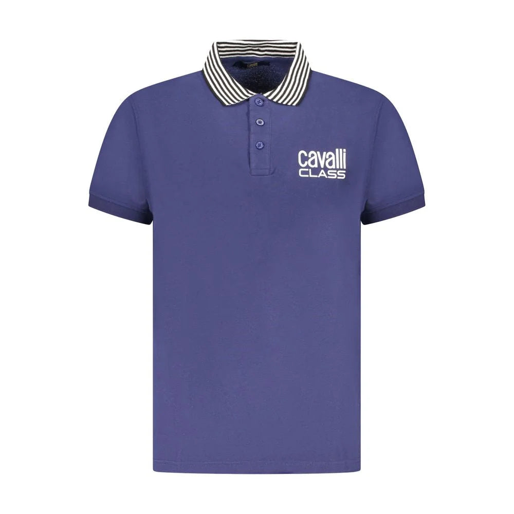 Cavalli Class Blue Cotton Men Polo Shirt - Polos