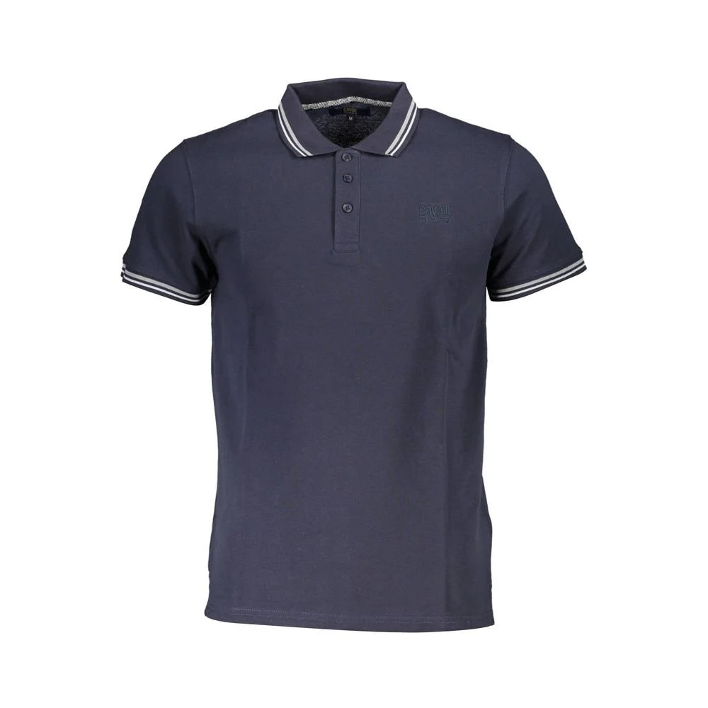 Cavalli Class Blue Cotton Men Polo Shirt - Polos