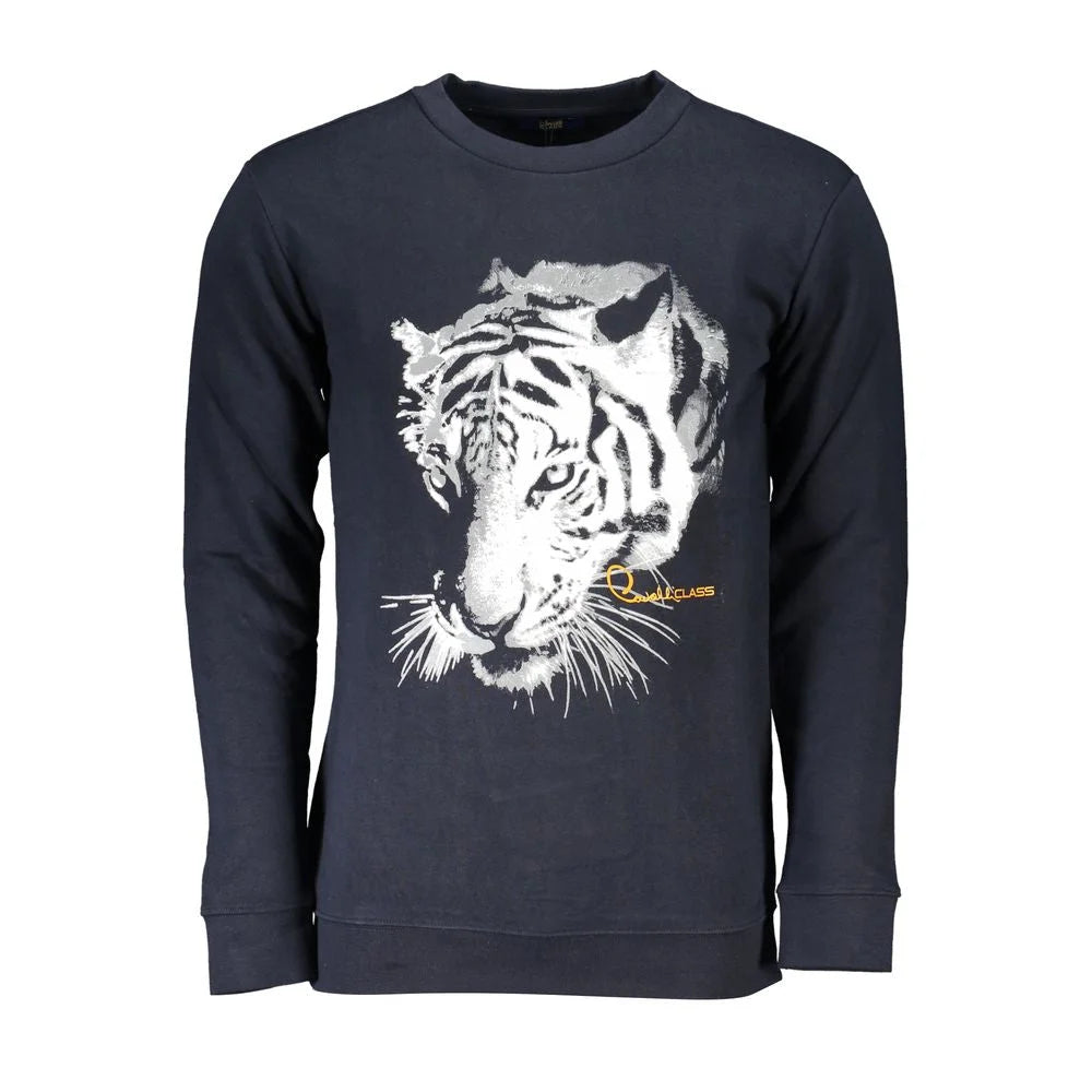 Cavalli Class Blue Cotton Men Sweater - Sweatshirts