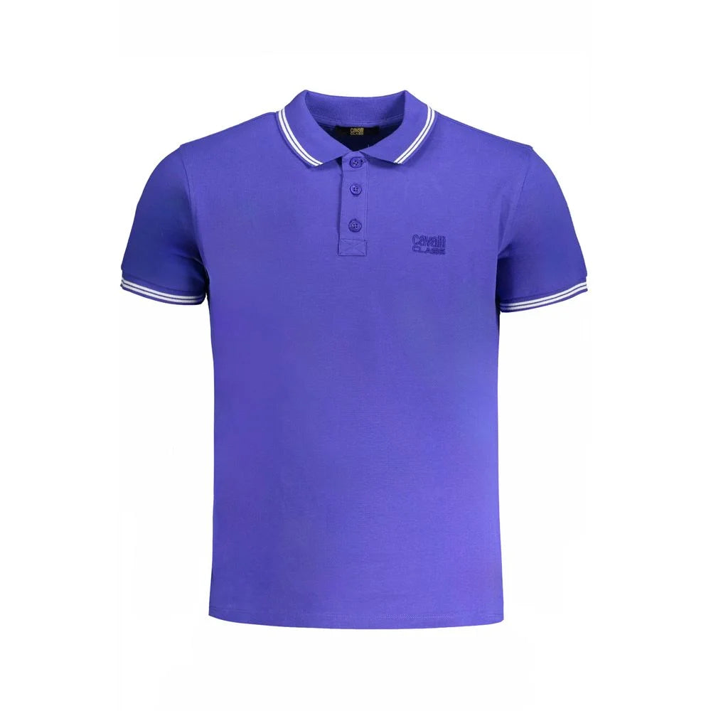 Cavalli Class Blue Cotton Polo Shirt - Polos