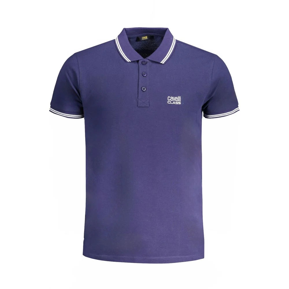 Cavalli Class Blue Cotton Polo Shirt - Polos