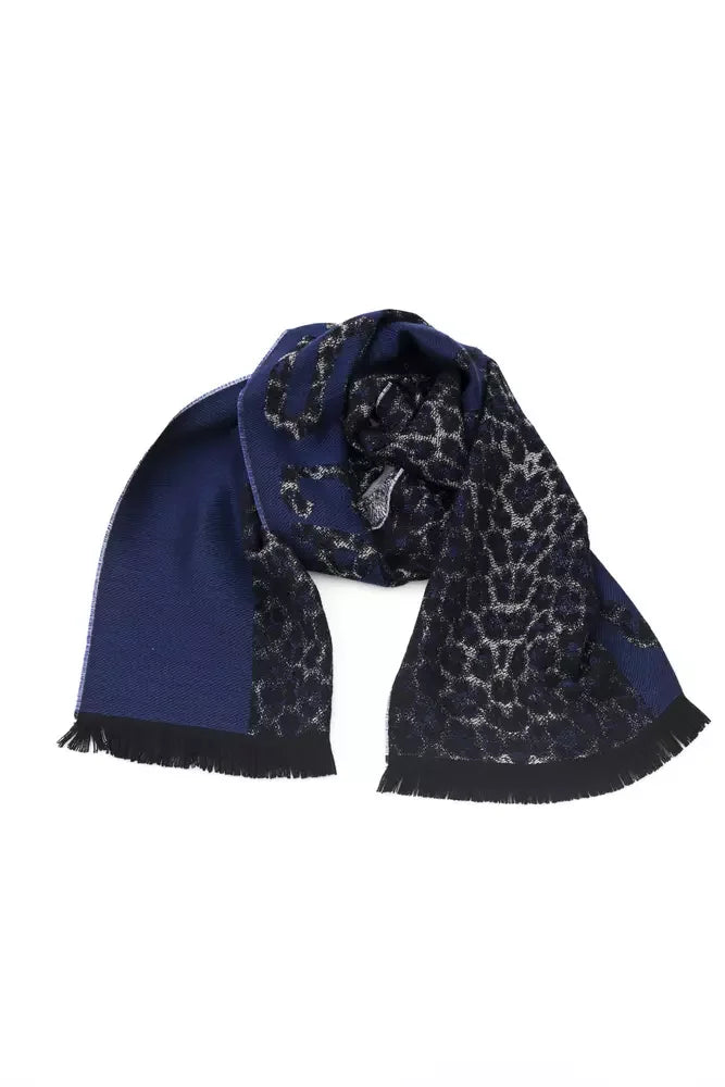 Cavalli Class Blue Wool Men Scarf - Scarves & Shawls