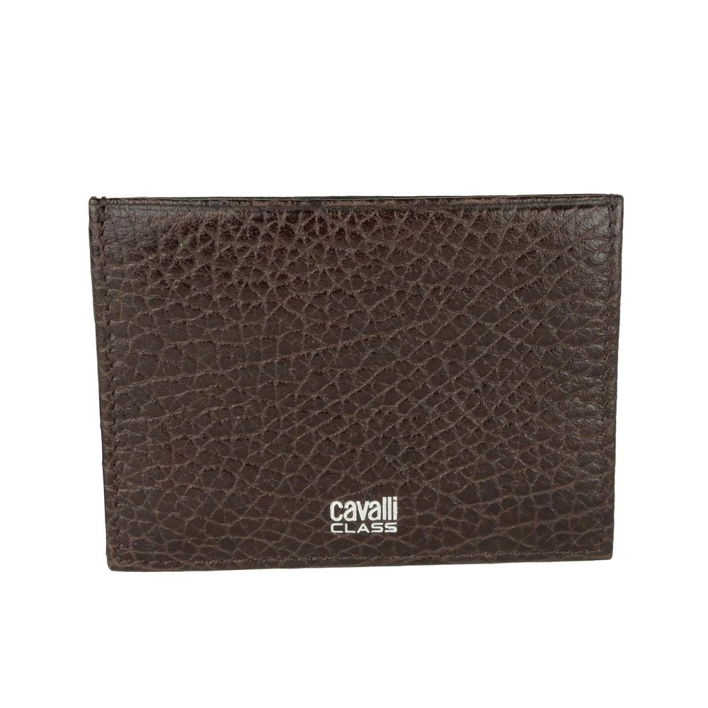 Cavalli Class Brown Calfskin Men Card Holder - Card Cases