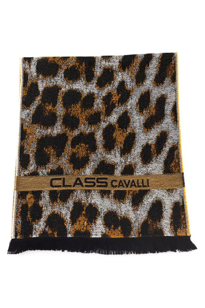 Cavalli Class Brown Wool Men Scarf - Scarves & Shawls