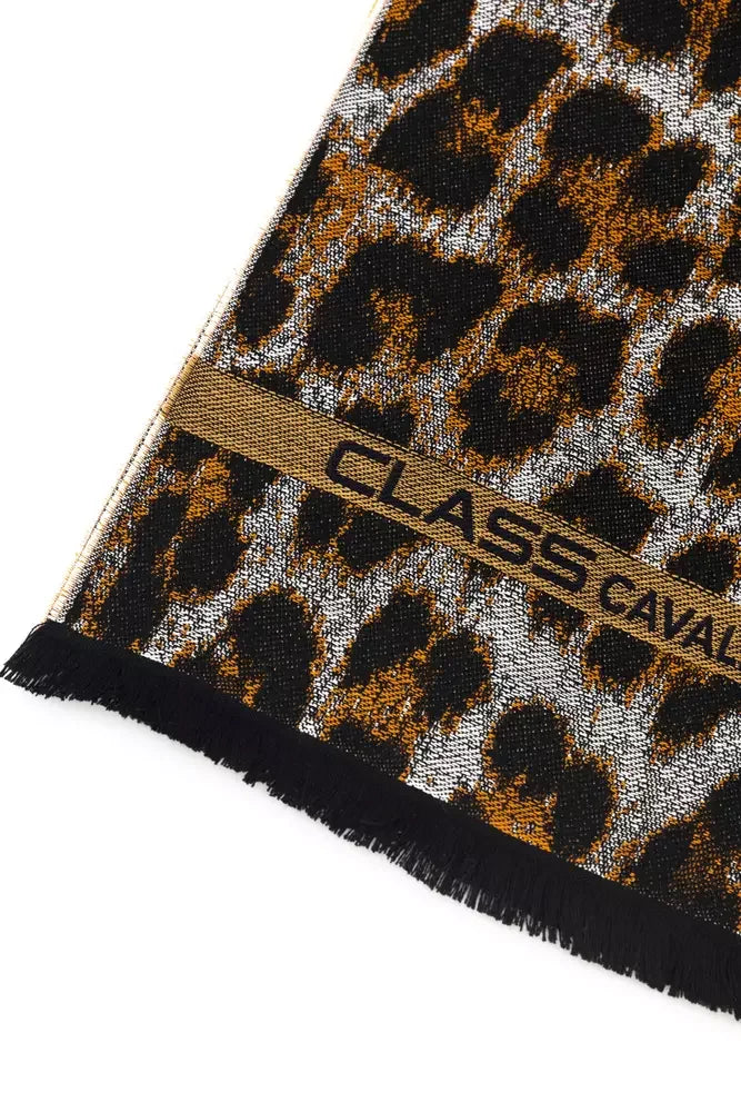 Cavalli Class Brown Wool Men Scarf - Scarves & Shawls