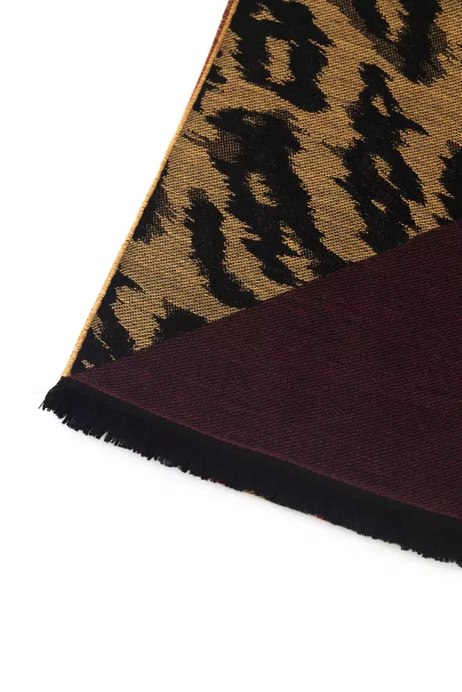 Cavalli Class Brown Wool Men Scarf - Scarves & Shawls