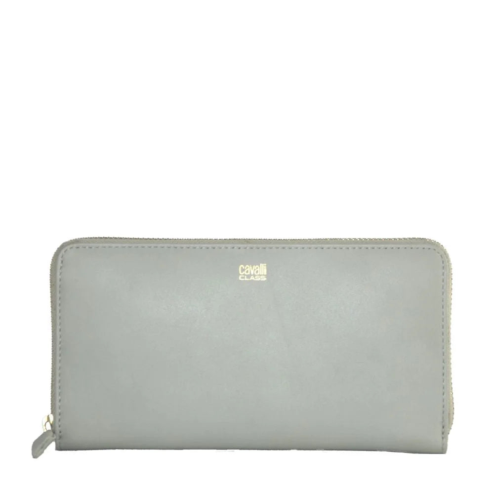Cavalli Class Gray Calfskin Women Wallet - Wallets