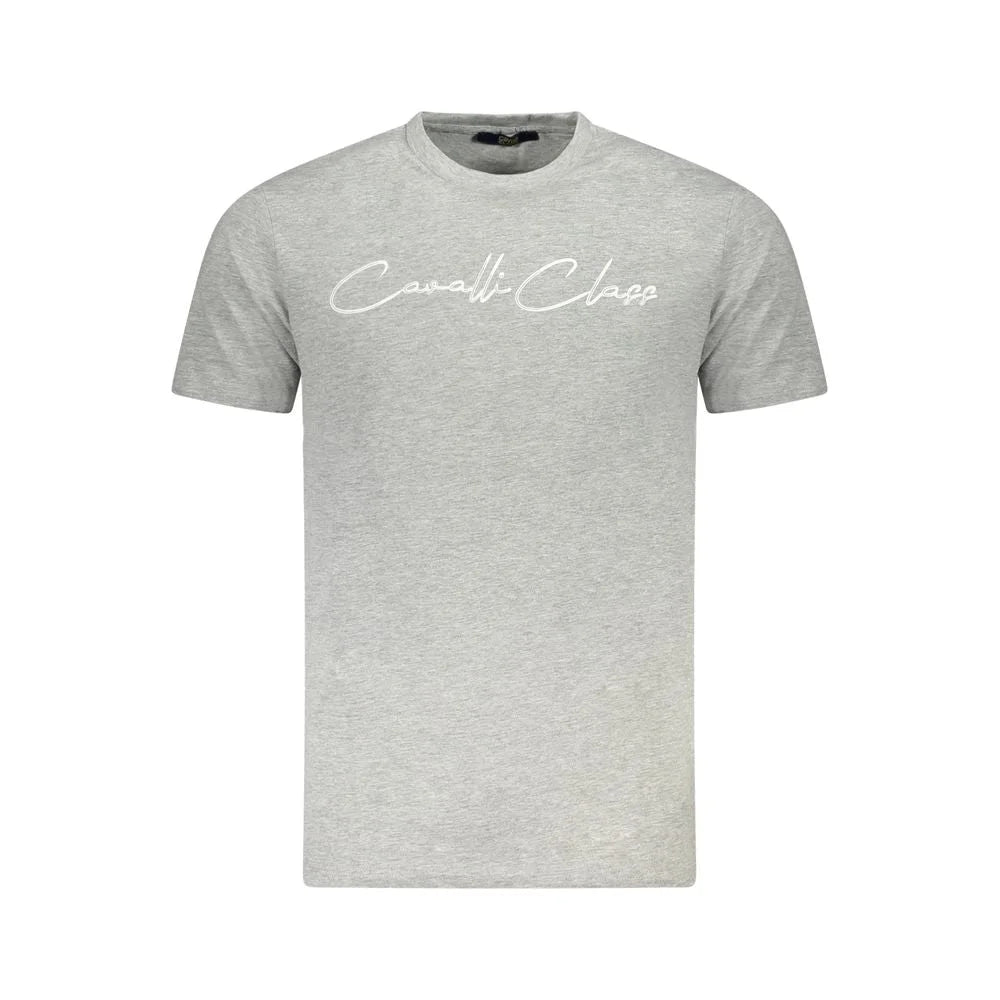 Cavalli Class Gray Cotton Men T-Shirt - T-Shirts