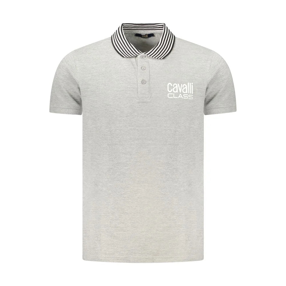 Cavalli Class Gray Cotton Polo Shirt - Polos
