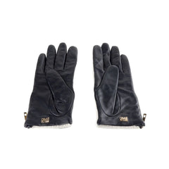Cavalli Class Gray Lambskin Women Glove - 7.5|S - Gloves & Mittens