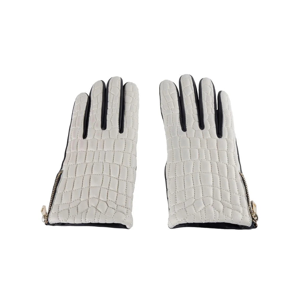 Cavalli Class Gray Lambskin Women Glove - 7.5|S - Gloves & Mittens