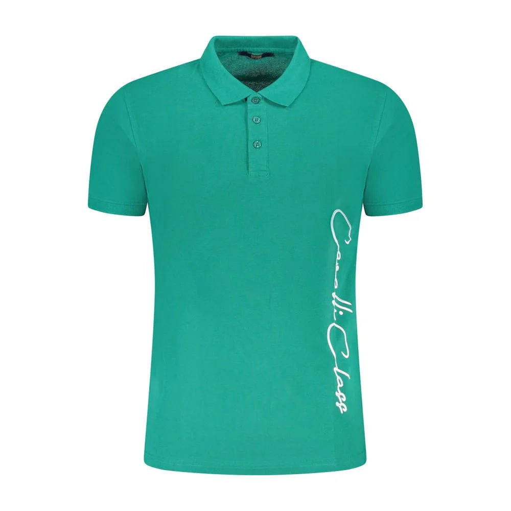 Cavalli Class Green Cotton Men Polo Shirt - Polos