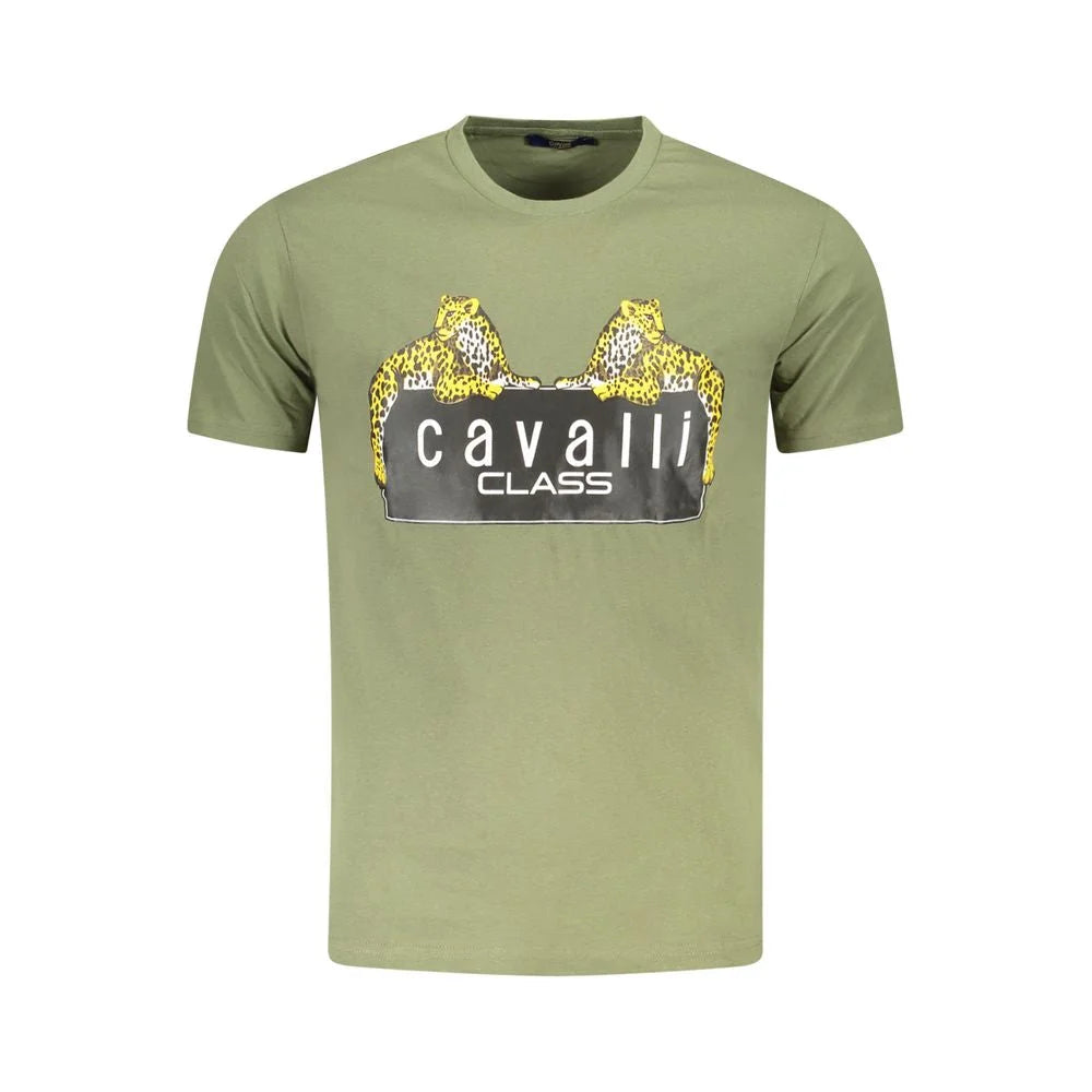 Cavalli Class Green Cotton Men T-Shirt - T-Shirts