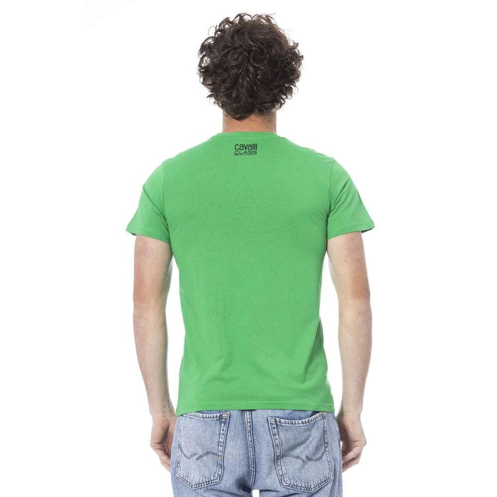 Cavalli Class Green Cotton Men T-Shirt - T-Shirts