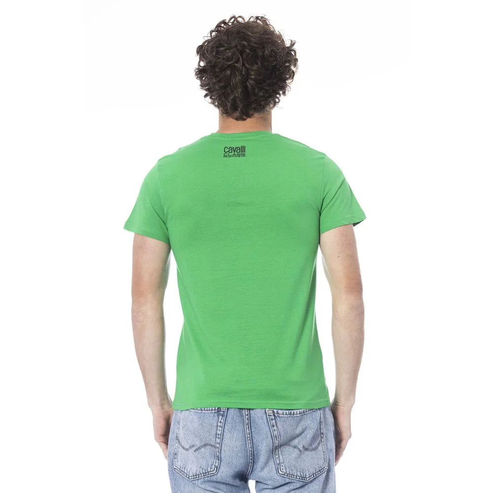 Cavalli Class Green Cotton Men T-Shirt - T-Shirts