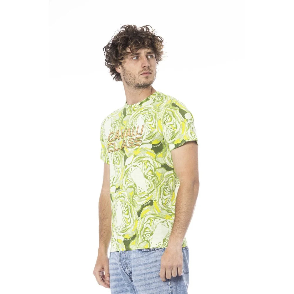 Cavalli Class Green Cotton Men T-Shirt - T-Shirts