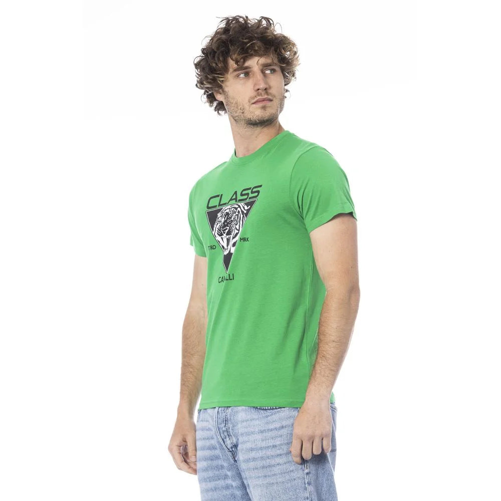 Cavalli Class Green Cotton Men T-Shirt - T-Shirts