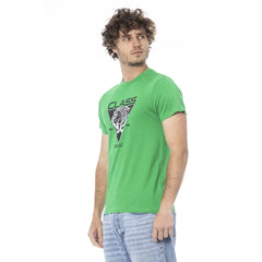 Cavalli Class Green Cotton Men T-Shirt - T-Shirts