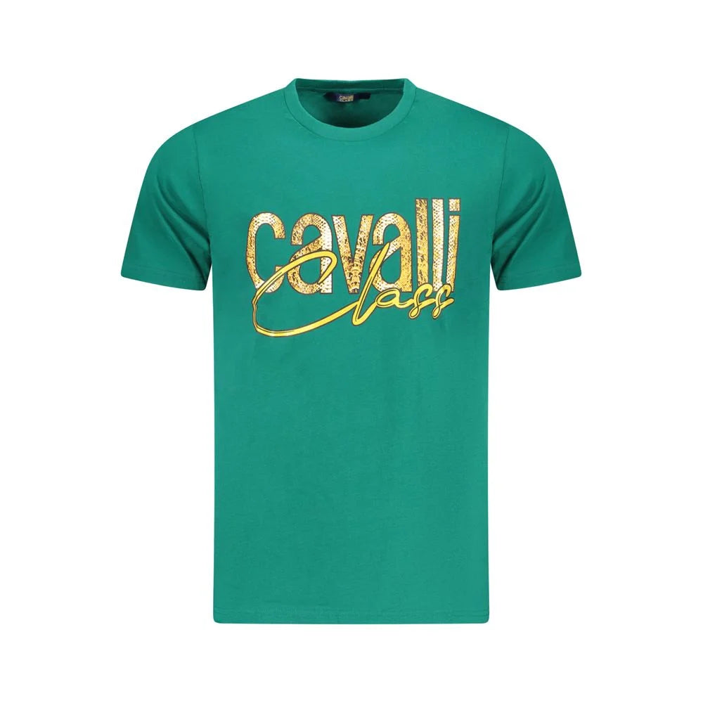 Cavalli Class Green Cotton Men T-Shirt - T-Shirts