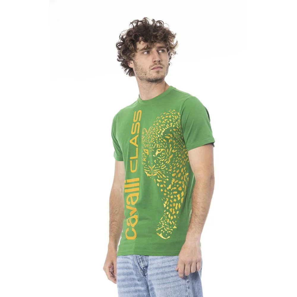 Cavalli Class Green Cotton Men T-Shirt - T-Shirts