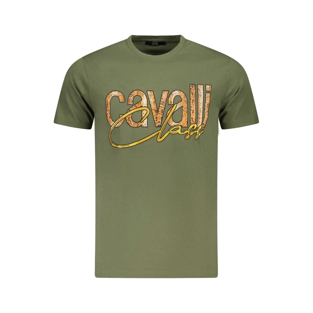 Cavalli Class Green Cotton Men T-Shirt - T-Shirts