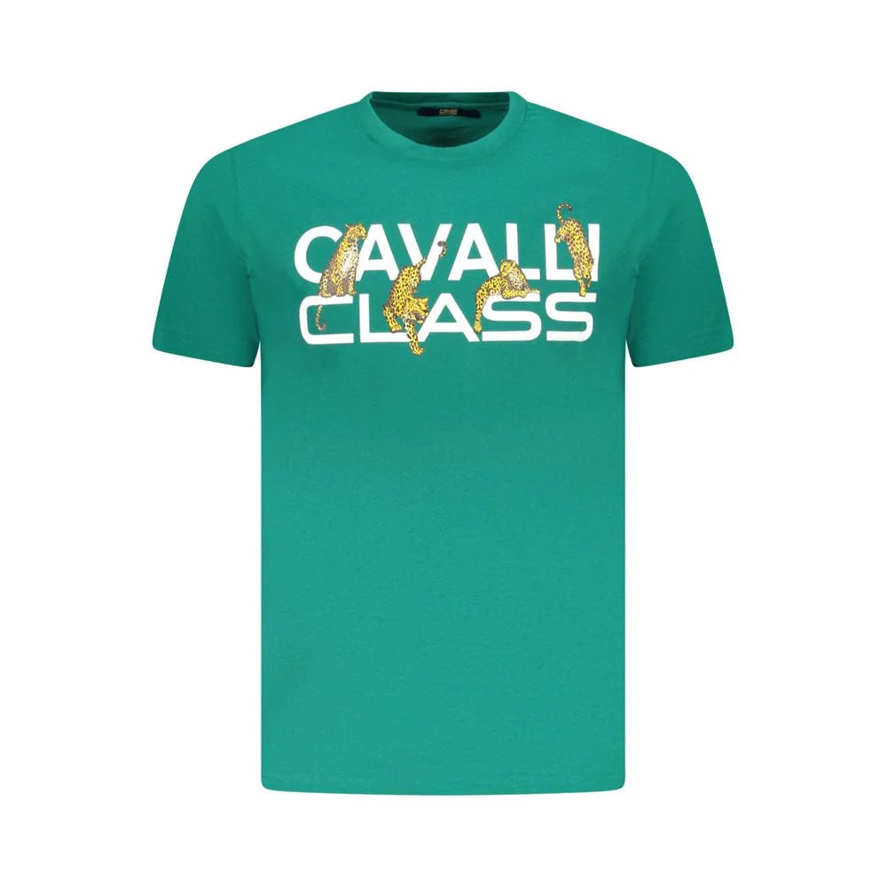 Cavalli Class Green Cotton Men T-Shirt - T-Shirts