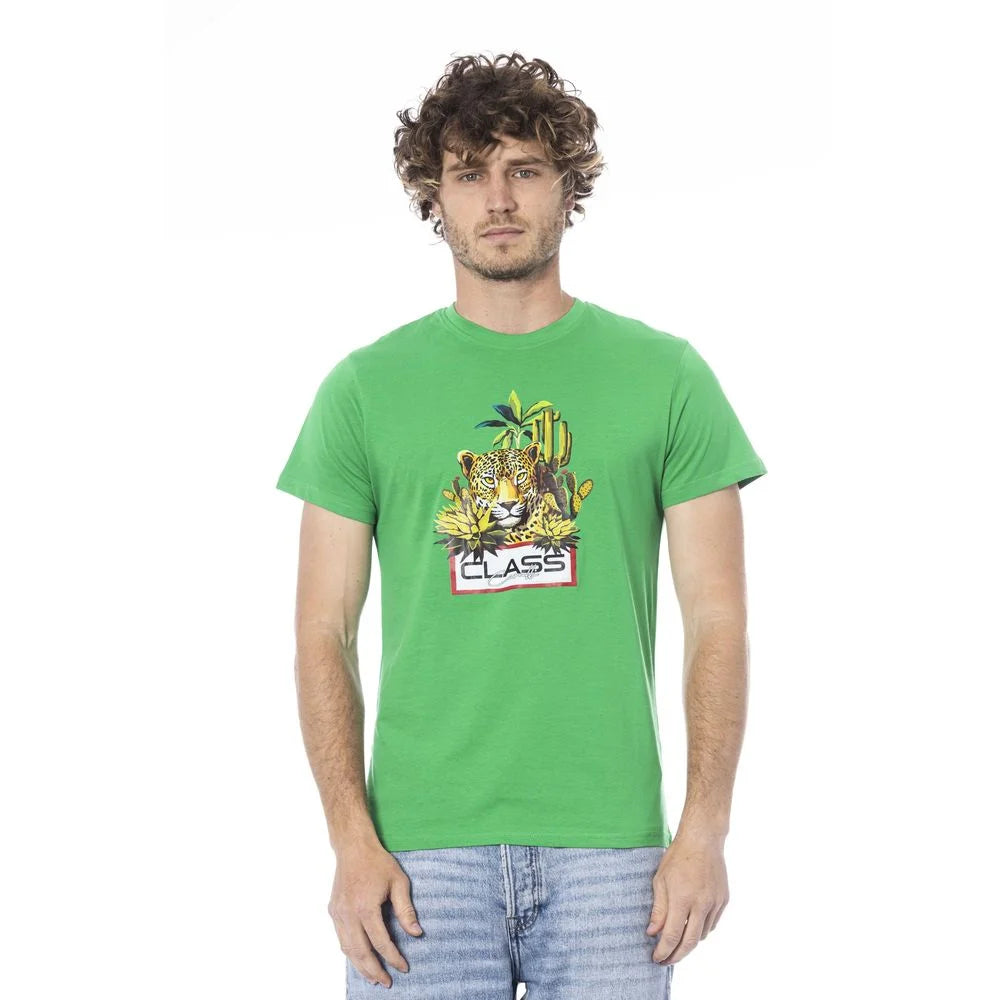 Cavalli Class Green Cotton Men T-Shirt - T-Shirts