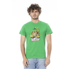 Cavalli Class Green Cotton Men T-Shirt - T-Shirts