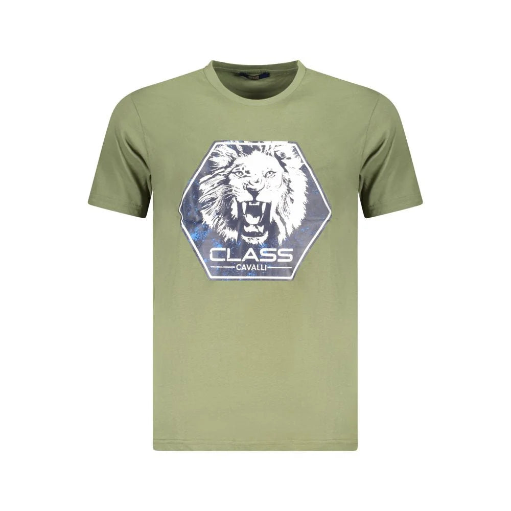 Cavalli Class Green Cotton Men T-Shirt - T-Shirts
