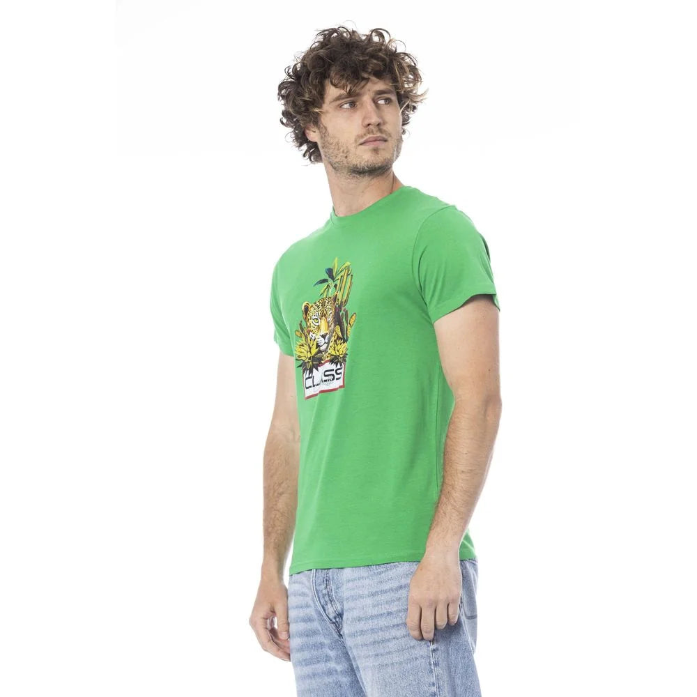 Cavalli Class Green Cotton Men T-Shirt - T-Shirts