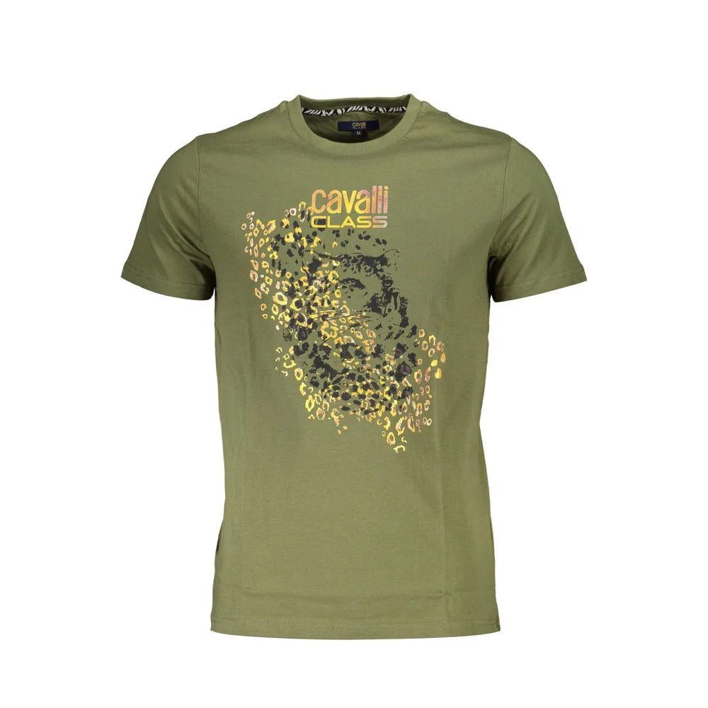 Cavalli Class Green Cotton Men T-Shirt - XL
