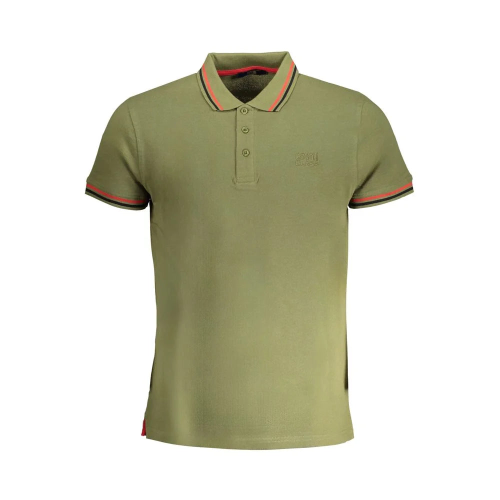 Cavalli Class Green Cotton Polo Shirt - Polos